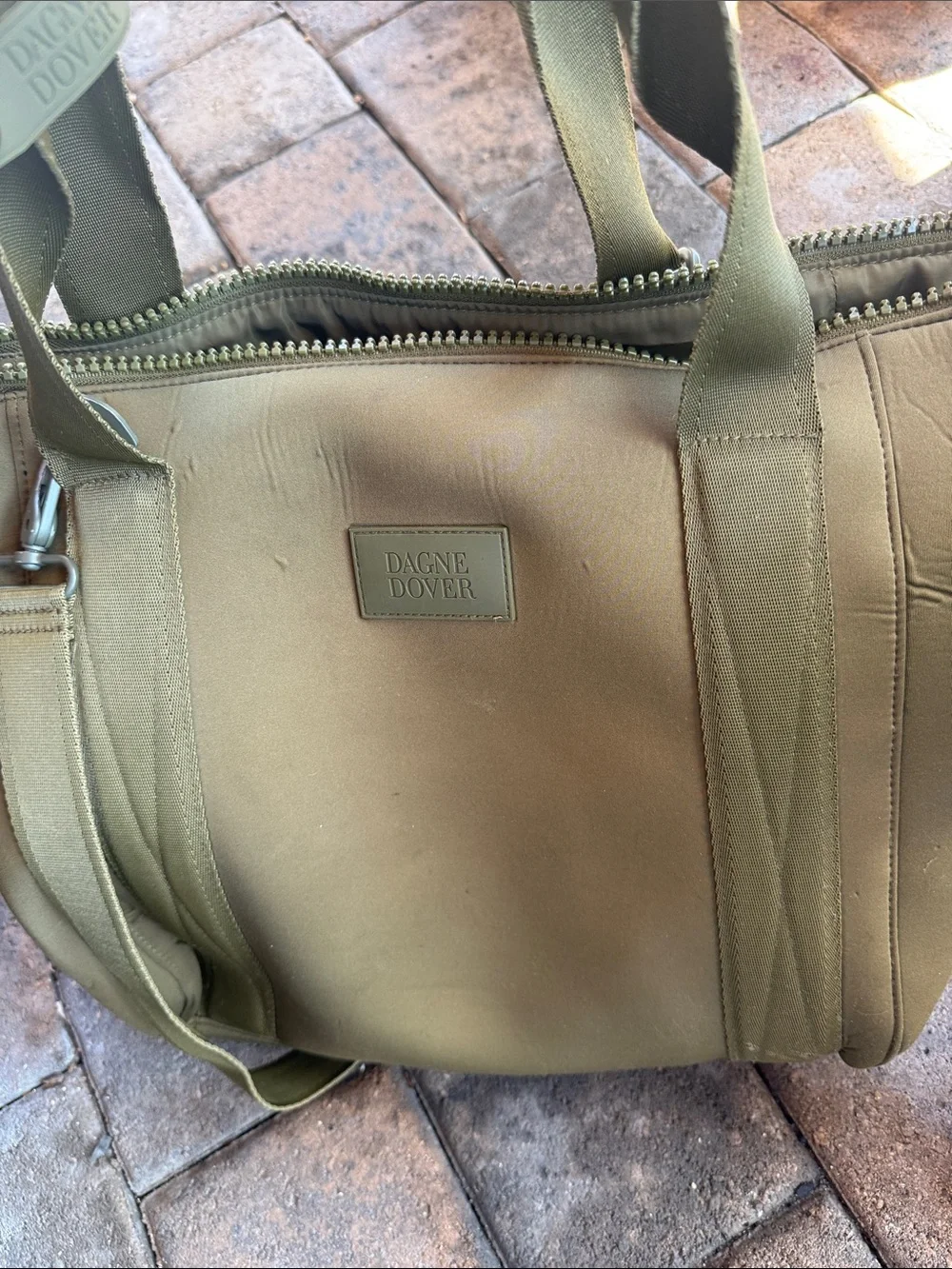 Dange Dover Olive Green Duffel Tote with Shoulder Strap